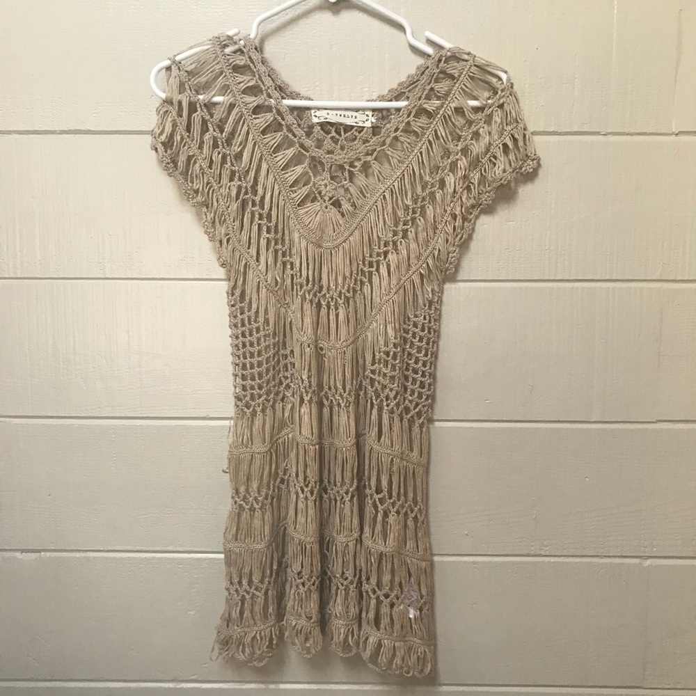🎂 S-Twelve • Tan Crochet Coverup Medium